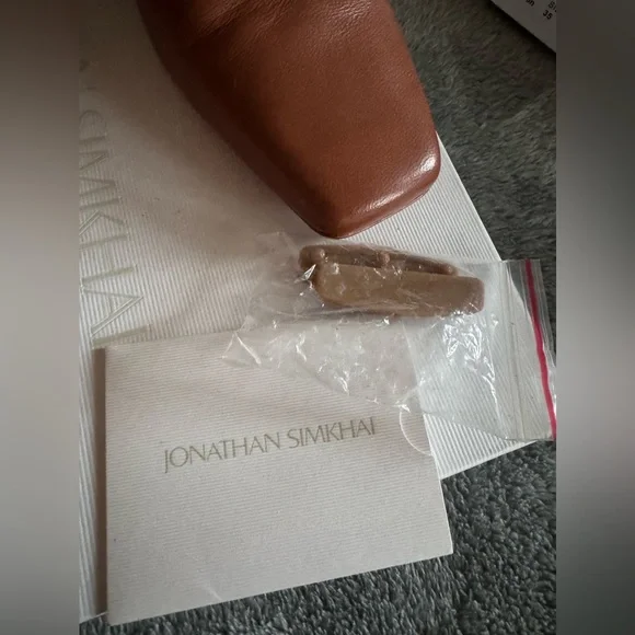 Jonathan Simkhai Karine Booties Foldover Cinnamon Brown Ankle Leather, Size 38EU - Picture 7 of 10